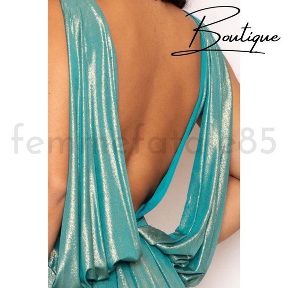 Low back Mermaid Tail- maxi dress Aqua - Picture 2 of 13